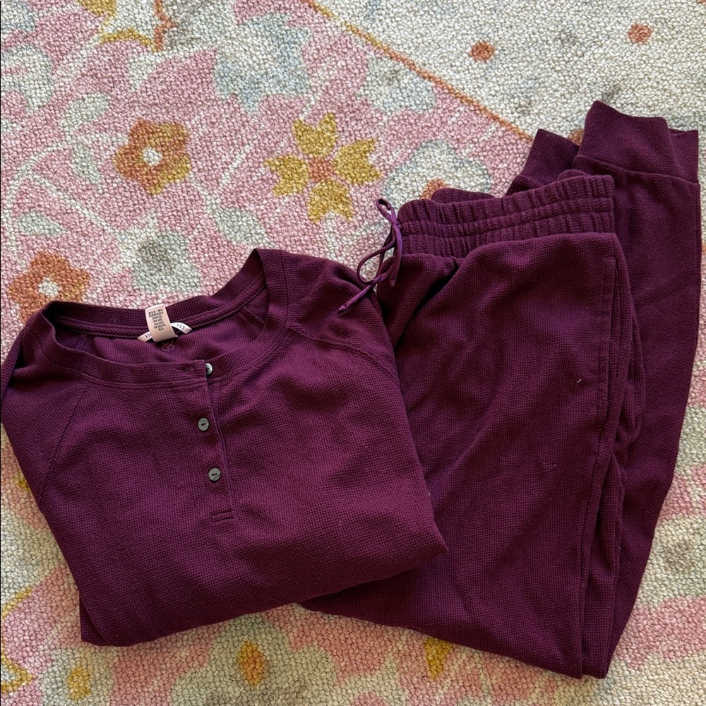 Victoria's Secret Burgundy waffle set